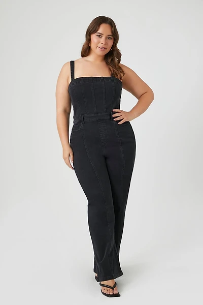 Plus Size Sleeveless Denim Jumpsuit