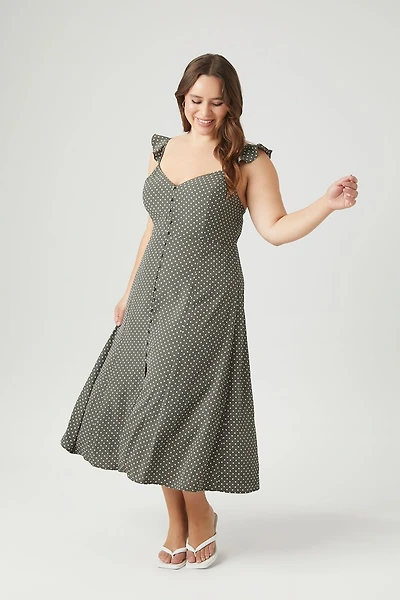 Plus Size Polka Dot Midi Dress