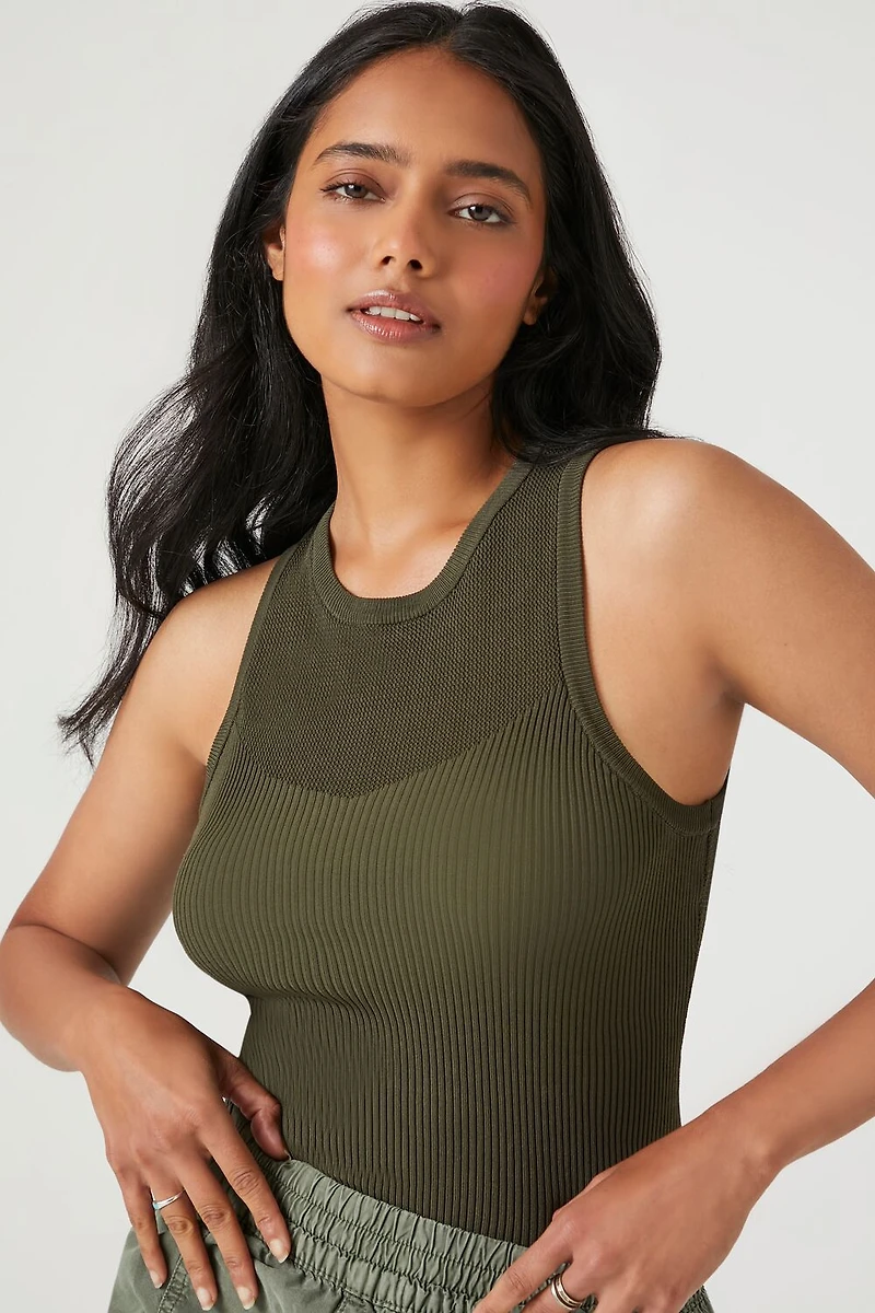 Sweater-Knit Sleeveless Bodysuit