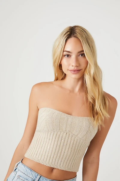 Glitter Sweater-Knit Tube Top