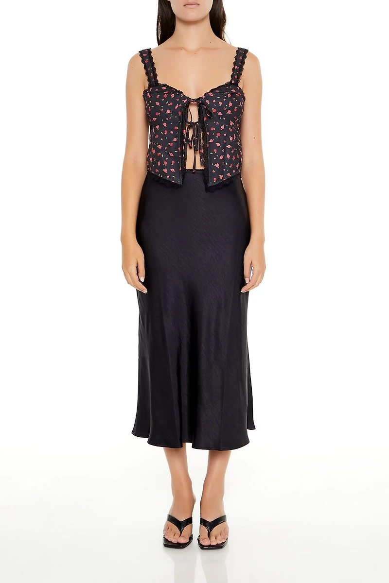 Satin Slip Midi Skirt