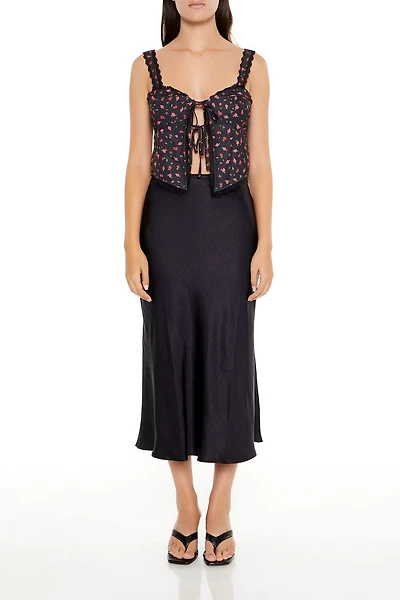 Satin Slip Midi Skirt