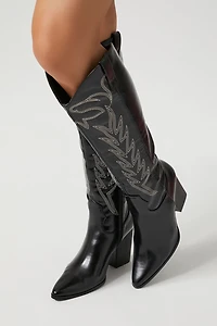 Faux Patent Leather Cowboy Boots