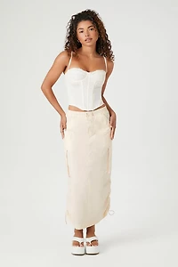 Toggle Drawstring Cargo Midi Skirt