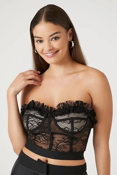Lace Ruffle-Trim Bustier