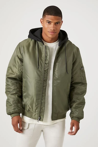 Zip-Up Hooded Bomber Jacket