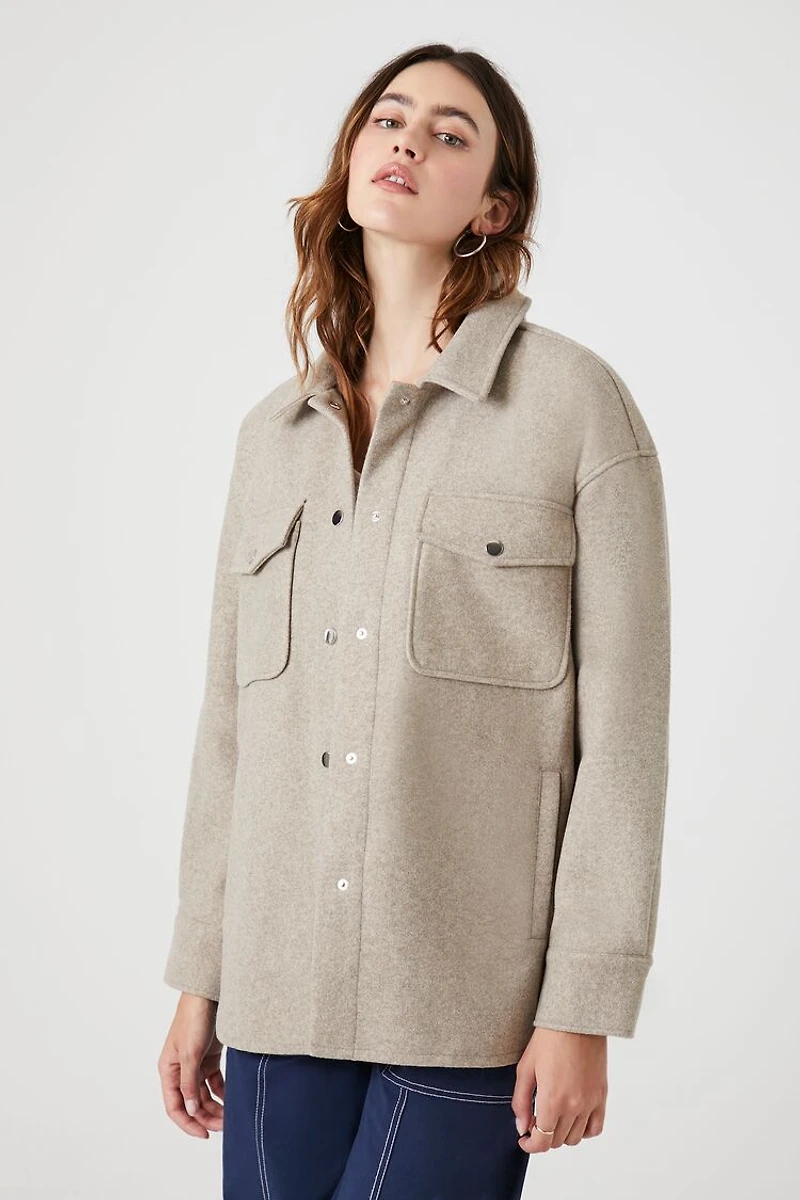 Faux Suede Drop-Sleeve Shacket