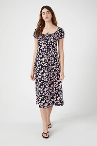 Ditsy Floral Slit Midi Dress