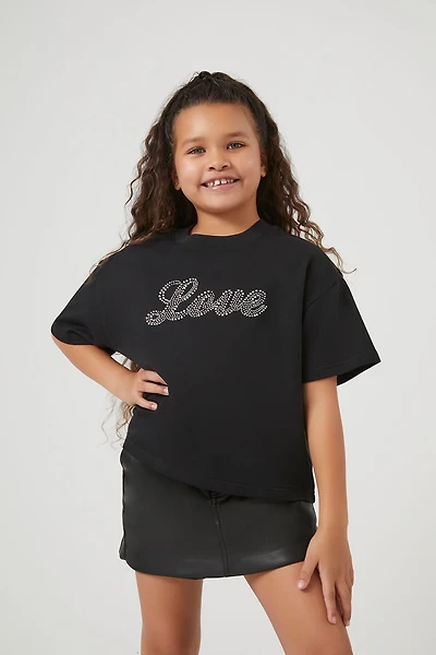Girls Rhinestone Love Tee (Kids)