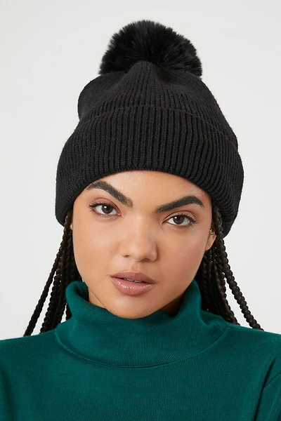 Ribbed Pom Pom Beanie