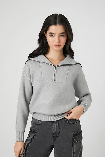 Drop-Sleeve Half-Zip Sweater