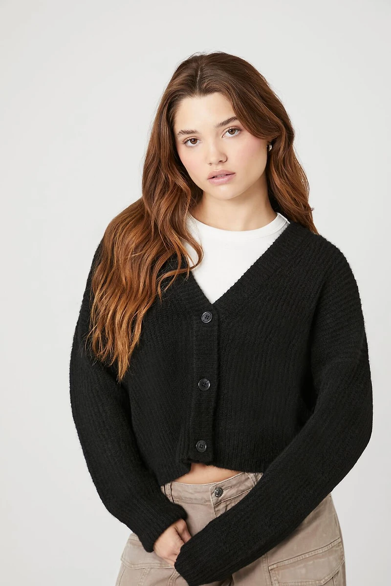 Cropped Boxy Cardigan Sweater