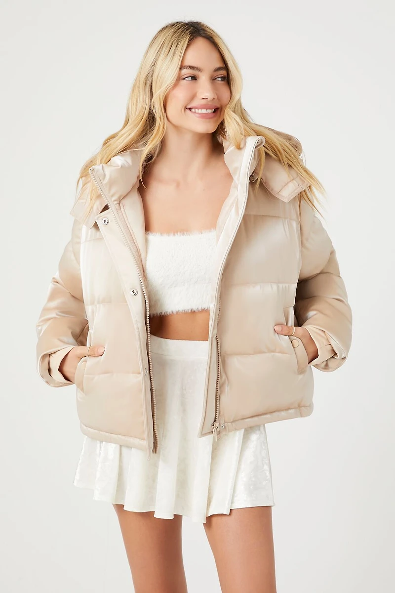 Metallic Quilted Puffer Jacket
