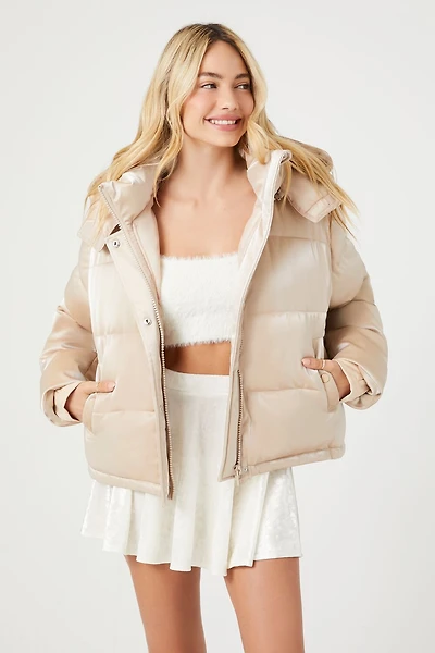 Metallic Quilted Puffer Jacket