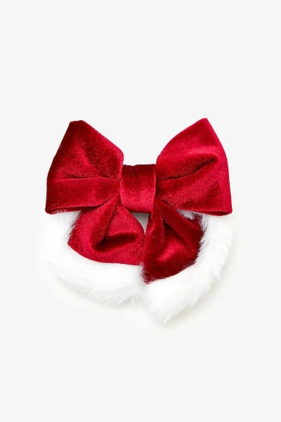 Faux Fur-Trim Bow Hair Barrette