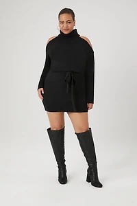 Plus Size Turtleneck Mini Sweater Dress