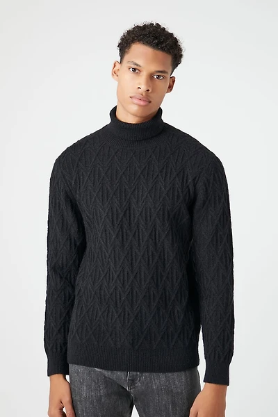 Diamond Knit Turtleneck Sweater