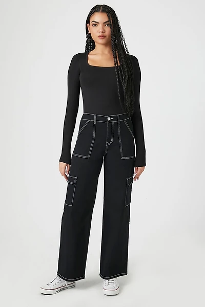 Twill Straight-Leg Cargo Pants