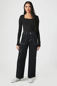 Twill Straight-Leg Cargo Pants