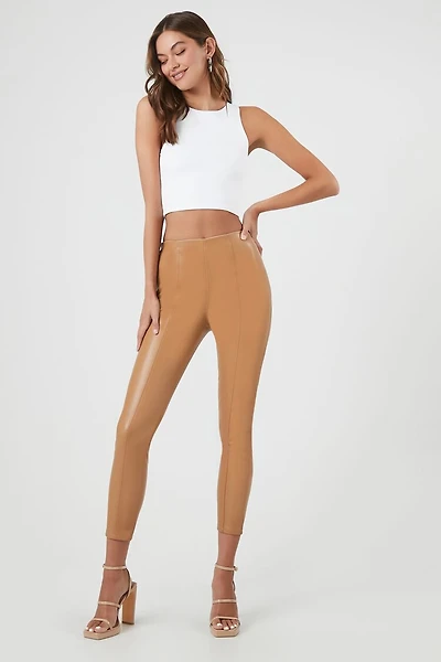 Faux Leather High-Rise Ankle Pants