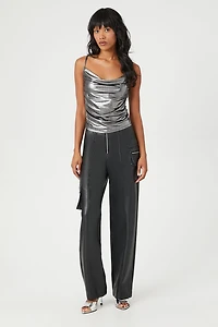 Faux Leather Cargo Ankle Pants