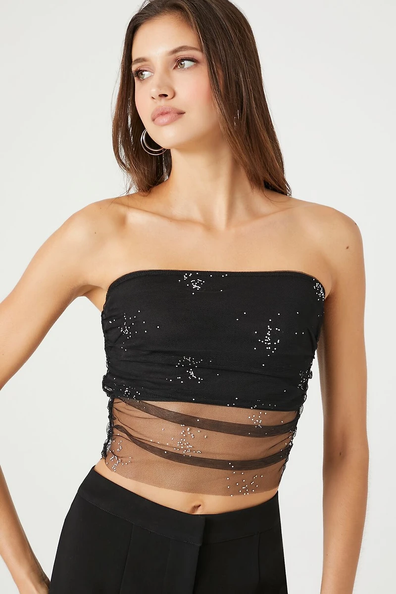 Sequin Mesh Tube Top
