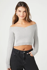Cropped Off-the-Shoulder Sweater