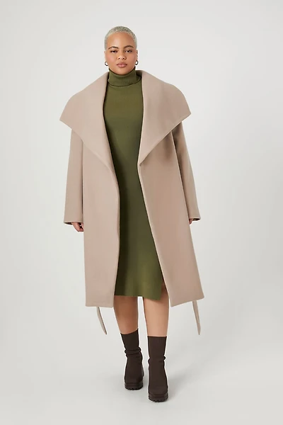 Plus Size Tie-Front Longline Coat