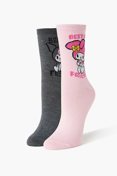 Kuromi & My Melody Crew Socks Set - 2 pack