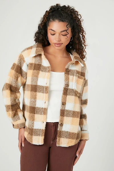 Faux Shearling Plaid Shacket