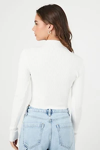 Mock Neck Sweater-Knit Crop Top