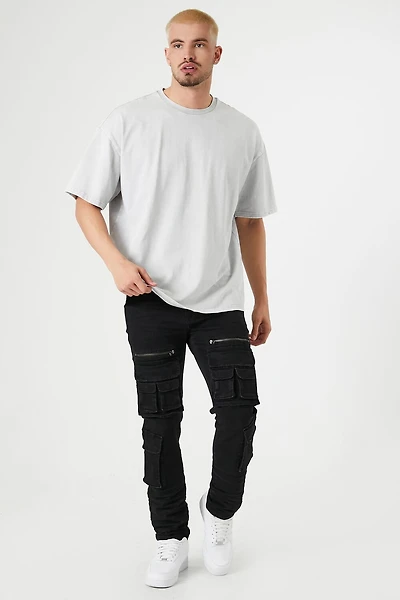 Mid-Rise Slim-Fit Cargo Jeans
