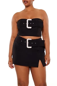 Plus Size Rhinestone Buckle Tube Top