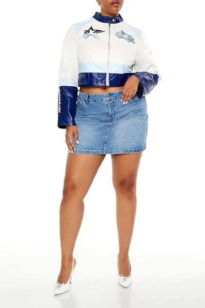 Plus Denim Mini Skirt