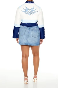 Plus Denim Mini Skirt