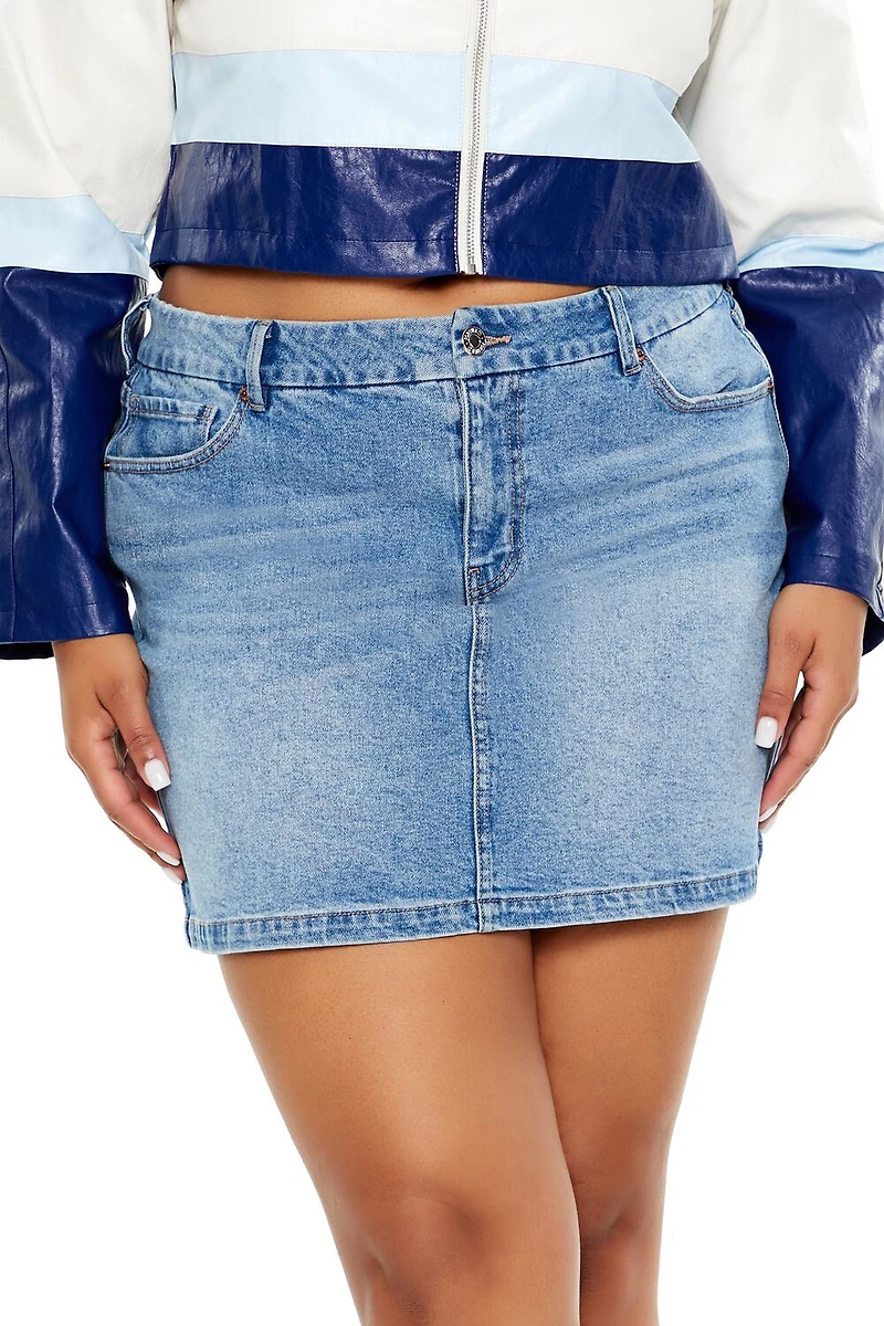 Plus Denim Mini Skirt