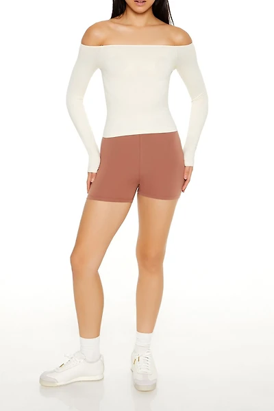 Cotton-Blend Mid-Rise Biker Shorts