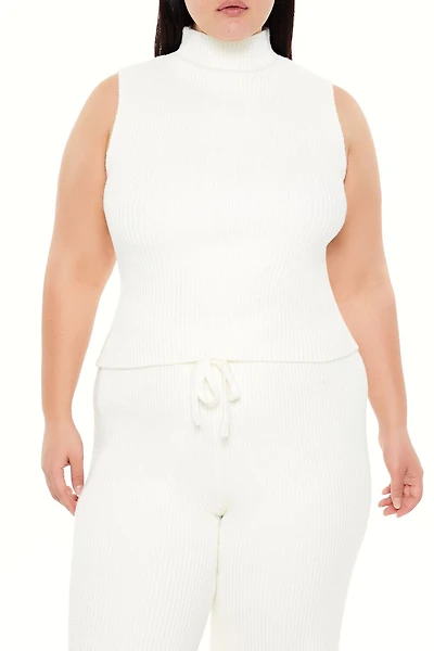 Plus Sweater-Knit Turtleneck Crop Top