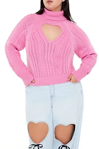 Plus Heart Cutout Sweater