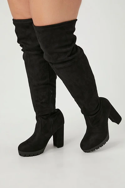 Faux Suede Over-the-Knee Boots (Wide)