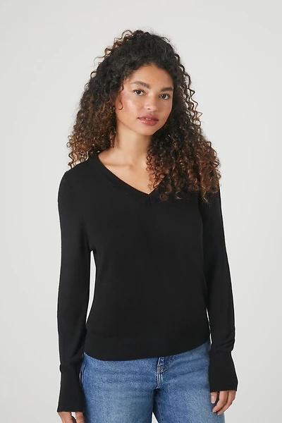 Ribbed V-Neck Sweater