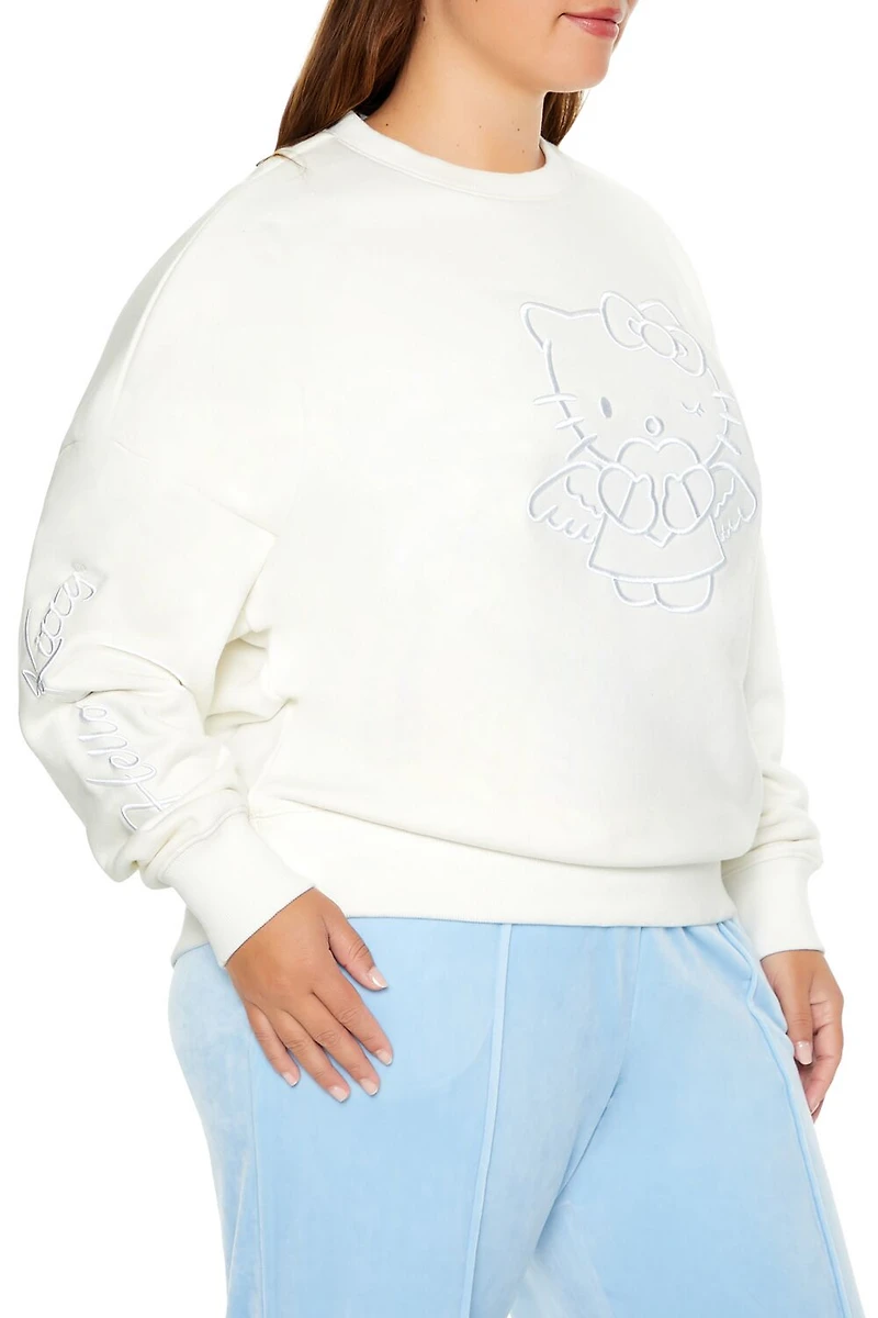 Plus Embroidered Hello Kitty Pullover
