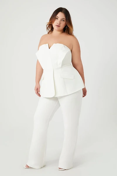 Plus Size Strapless Peplum Jumpsuit