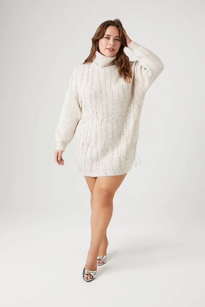 Plus Size Rhinestone Sweater Mini Dress