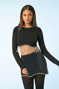 Rhinestone-Trim Mini Skirt