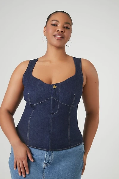 Plus Denim Bustier Top
