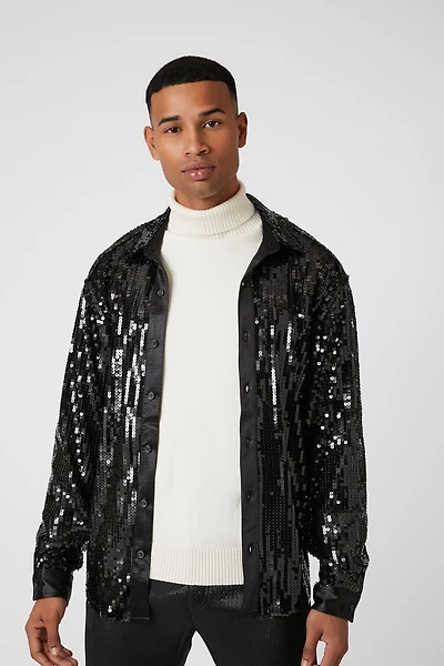 Sequin Drop-Sleeve Shirt