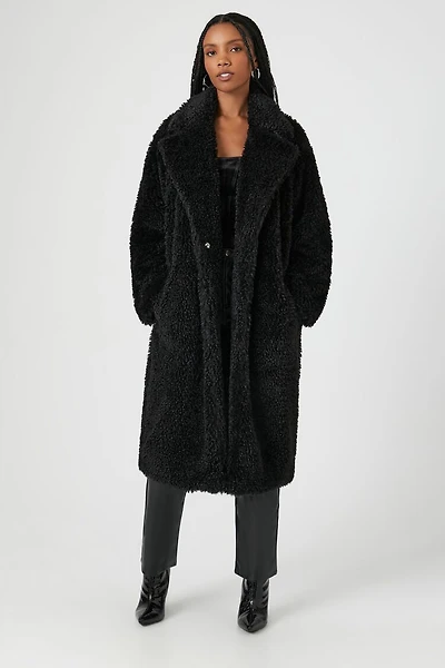 Faux Shearling Duster Coat