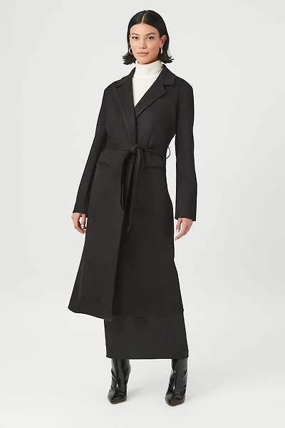 Faux Suede Longline Coat