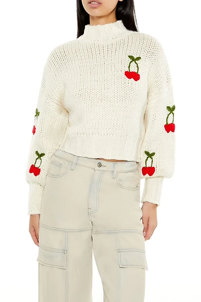 Cherry Mock Neck Sweater